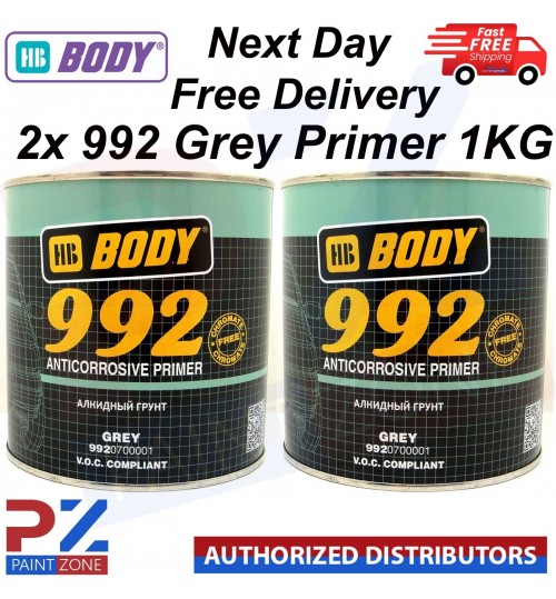 2X HB BODY 992 Anti corrosive, Anti rust primer 1KG GREY -NEXT DAY FREE DELIVERY